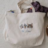 Embroidered Pet Portait Organic Canvas Shopper Bag - Lucy and Lola Shop