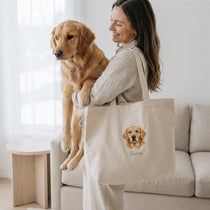 Embroidered Pet Portait Organic Canvas Shopper Tote Bag - Lucy and Lola Shop