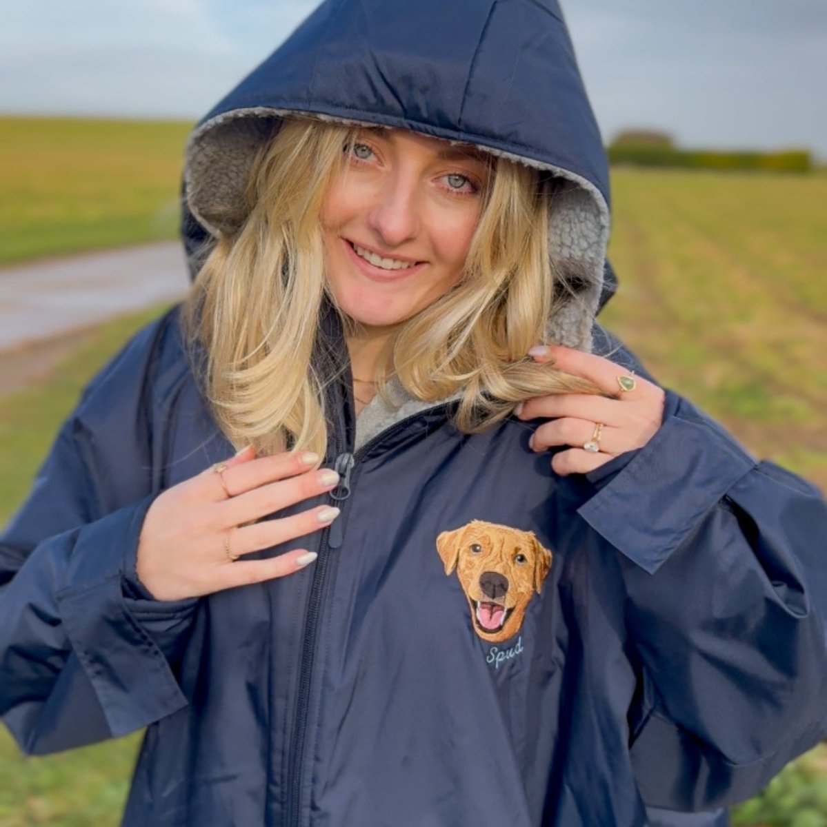 Embroidered Pet Portrait All - Weather Dry Robe - Lucy and Lola Shop