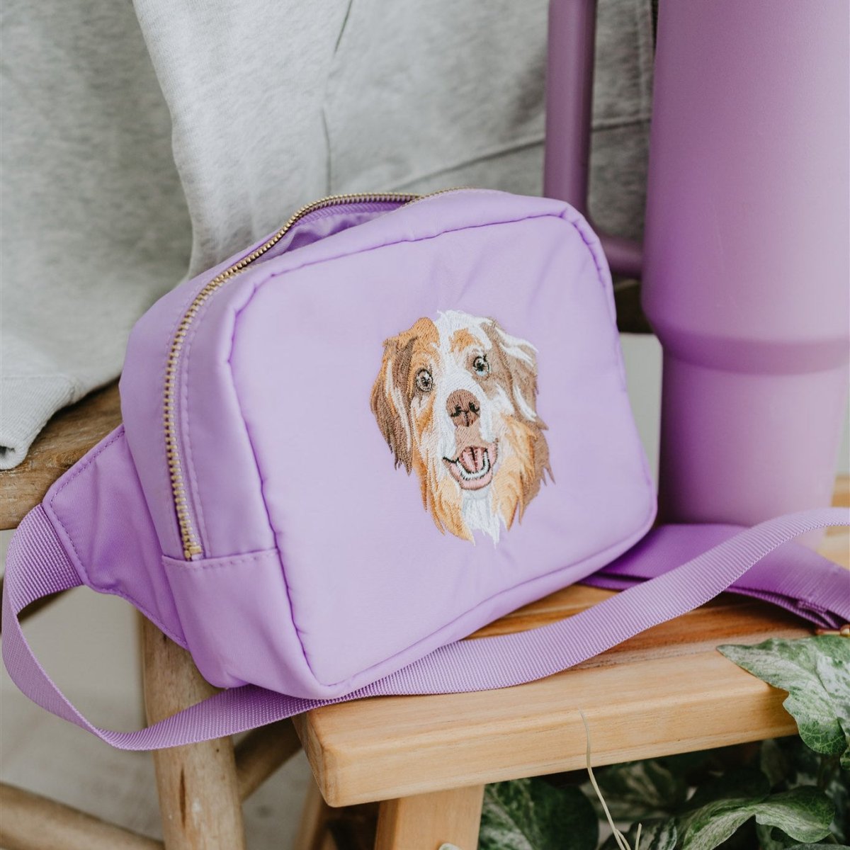 Embroidered Pet Portrait Bum Bag Cross Body Bag - Lucy and Lola Shop