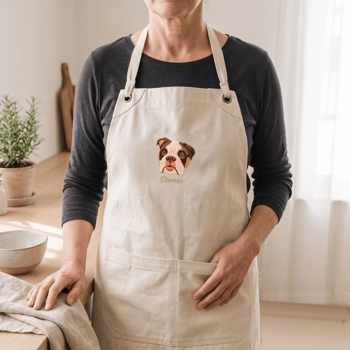 Embroidered Pet Portrait Canvas Apron - Lucy and Lola Shop
