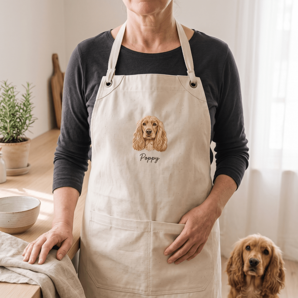 Embroidered Pet Portrait Canvas Apron - Lucy and Lola Shop