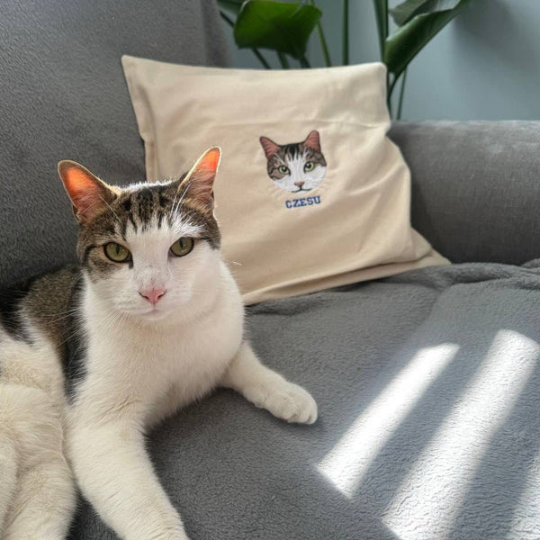 Embroidered Pet Portrait Canvas Cushion - Lucy and Lola Shop
