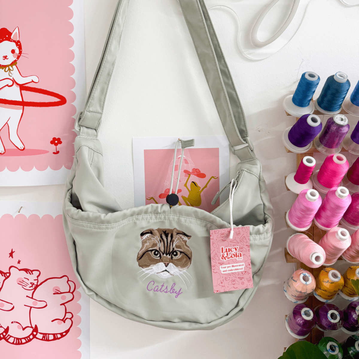Embroidered Pet Portrait Cross Body Bag - Lucy and Lola Shop