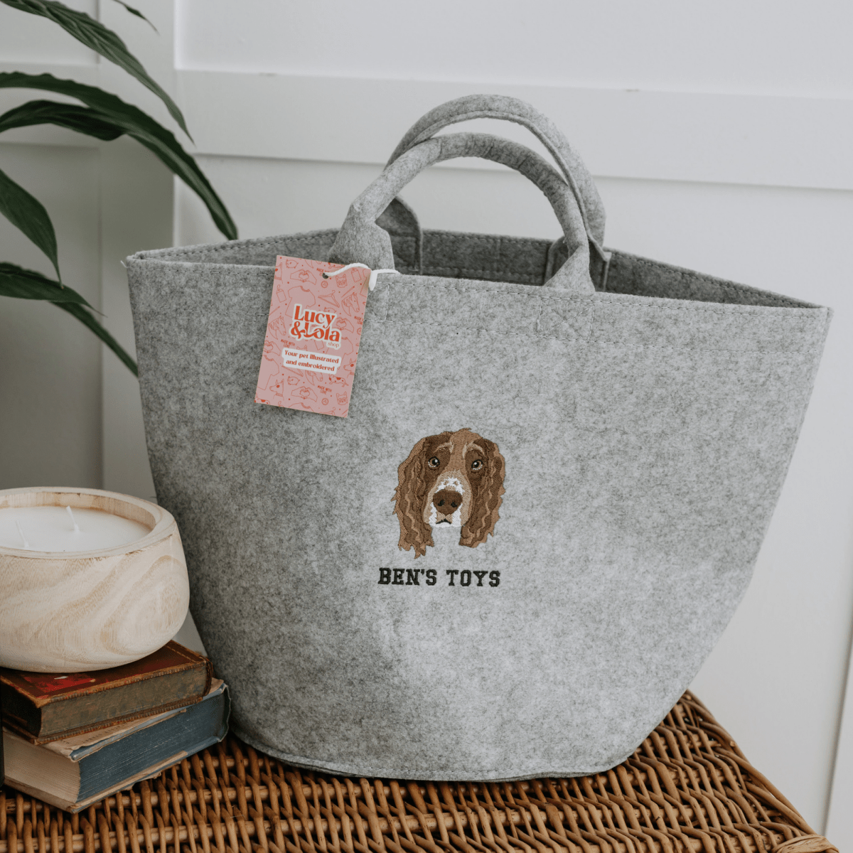 Embroidered Pet Portrait Felt Toy Basket - Lucy and Lola Shop