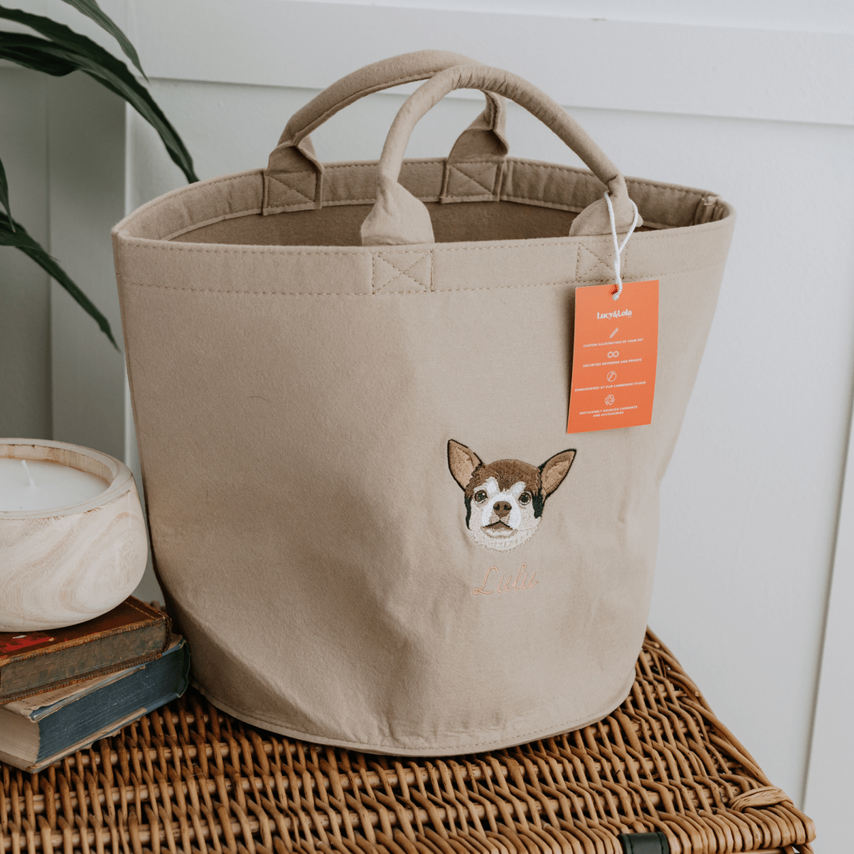 Embroidered Pet Portrait Felt Toy Basket - Lucy and Lola Shop