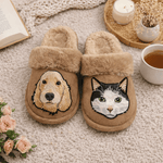 Embroidered Pet Portrait Fluffy Slippers - Lucy and Lola Shop