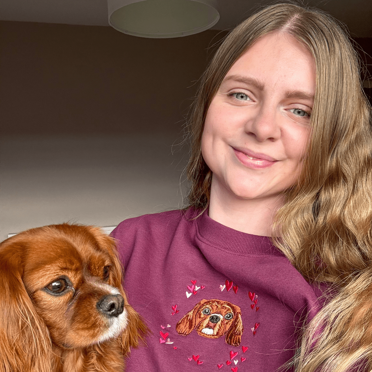 Embroidered Pet Portrait Hearts Organic Sweatshirt - Lucy and Lola Shop