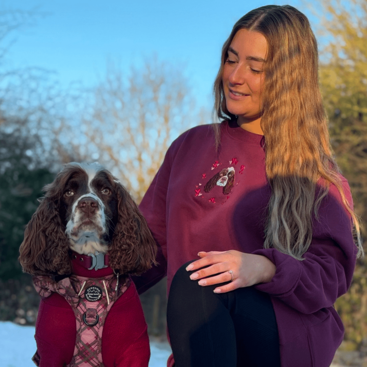 Embroidered Pet Portrait Hearts Organic Sweatshirt - Lucy and Lola Shop