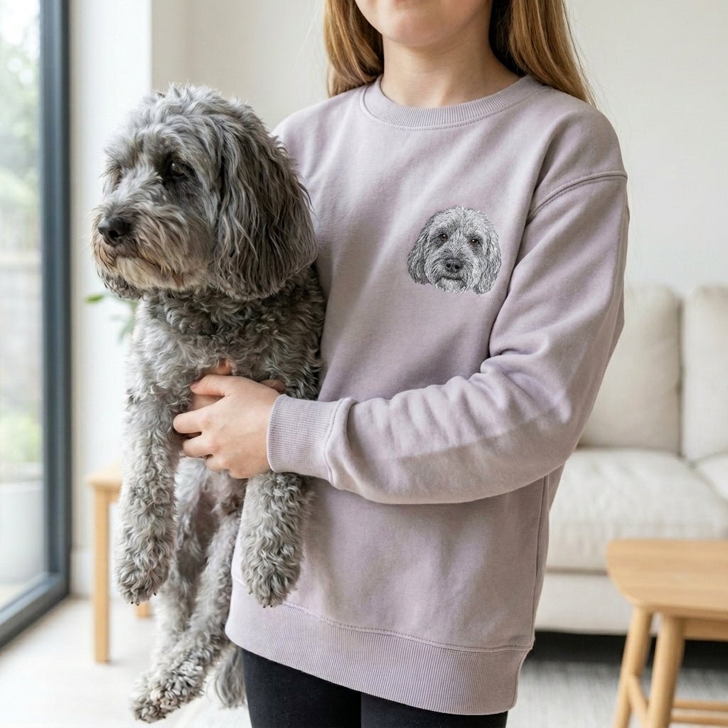 Embroidered Pet Portrait Kid's Organic Sweatshirt - Lucy and Lola Shop