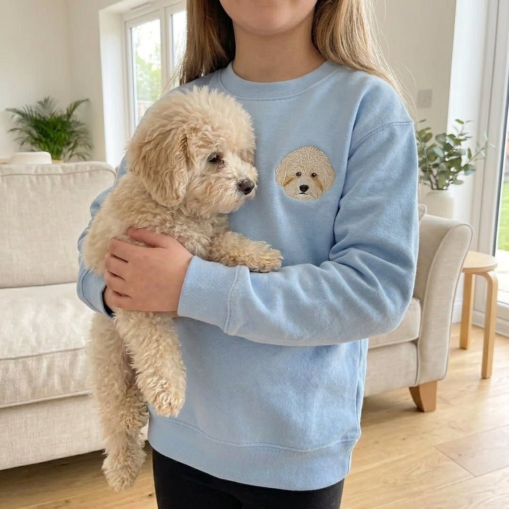 Embroidered Pet Portrait Kid's Organic Sweatshirt - Lucy and Lola Shop