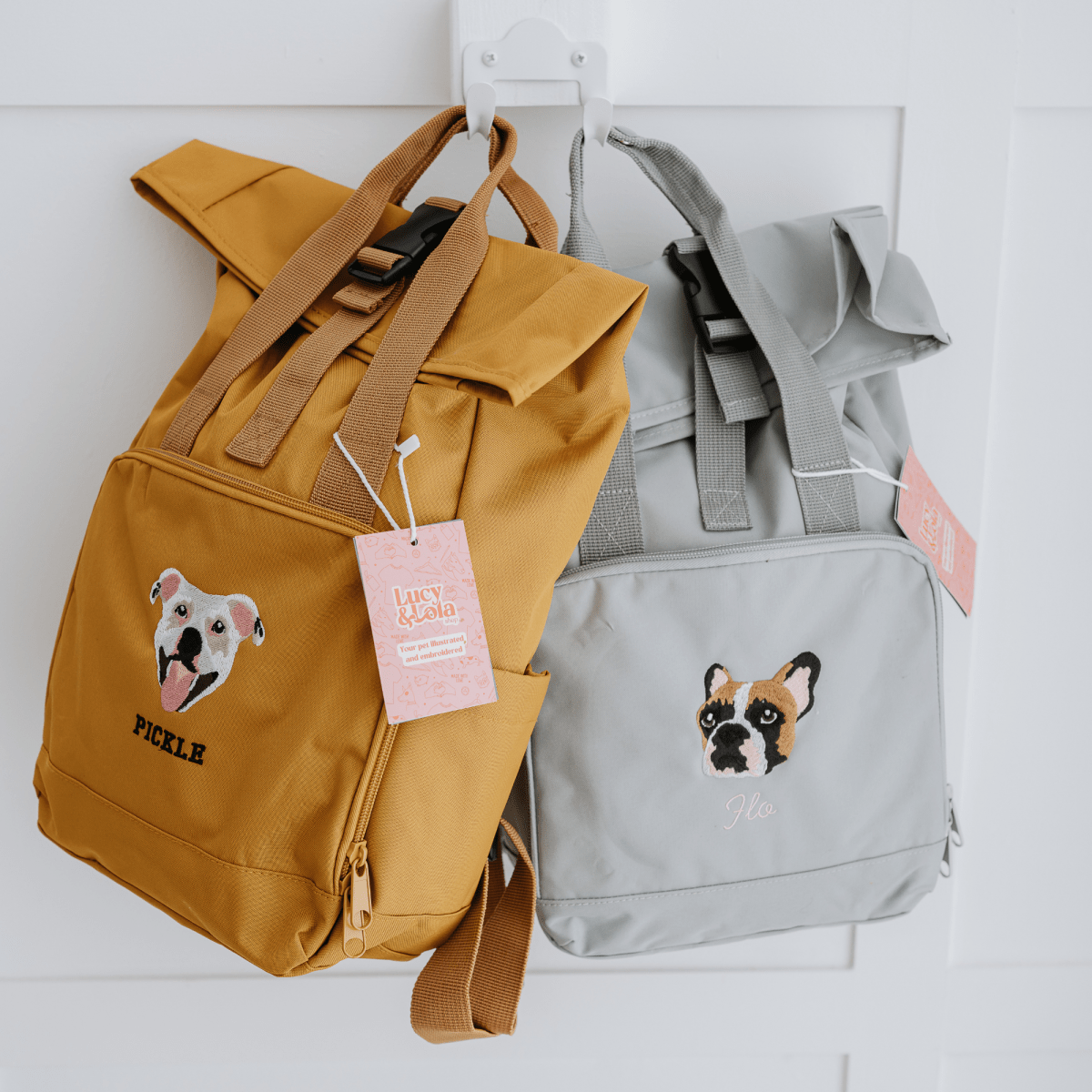 Embroidered Pet Portrait Mini Rolltop Recycled Backpack - Lucy and Lola Shop