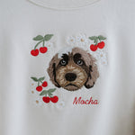 Embroidered Pet Portrait Organic Cherry Sweatshirt - Lucy and Lola Shop