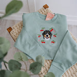 Embroidered Pet Portrait Organic Cherry Sweatshirt - Lucy and Lola Shop
