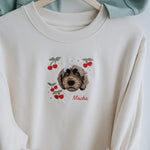 Embroidered Pet Portrait Organic Cherry Sweatshirt - Lucy and Lola Shop