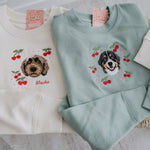 Embroidered Pet Portrait Organic Cherry Sweatshirt - Lucy and Lola Shop