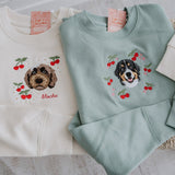 Embroidered Pet Portrait Organic Cherry Sweatshirt - Lucy and Lola Shop
