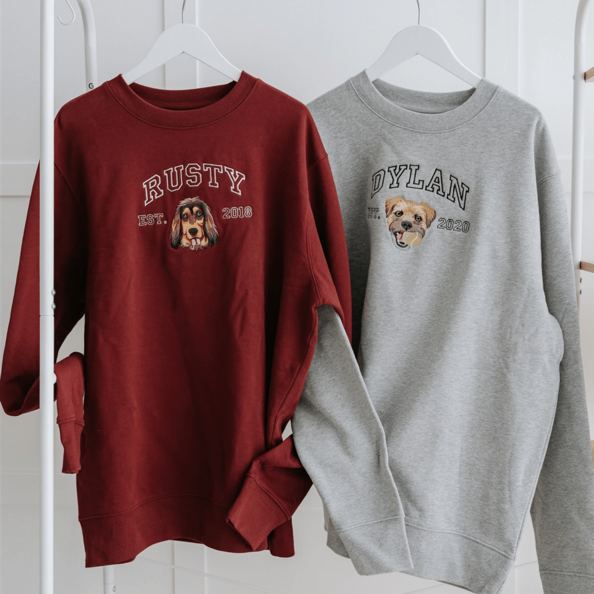 Embroidered Pet Portrait Organic College Sweatshirt - Lucy and Lola Shop