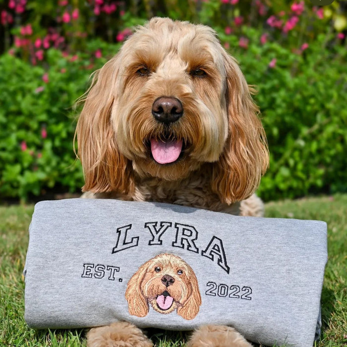 Embroidered Pet Portrait College Sweatshirt