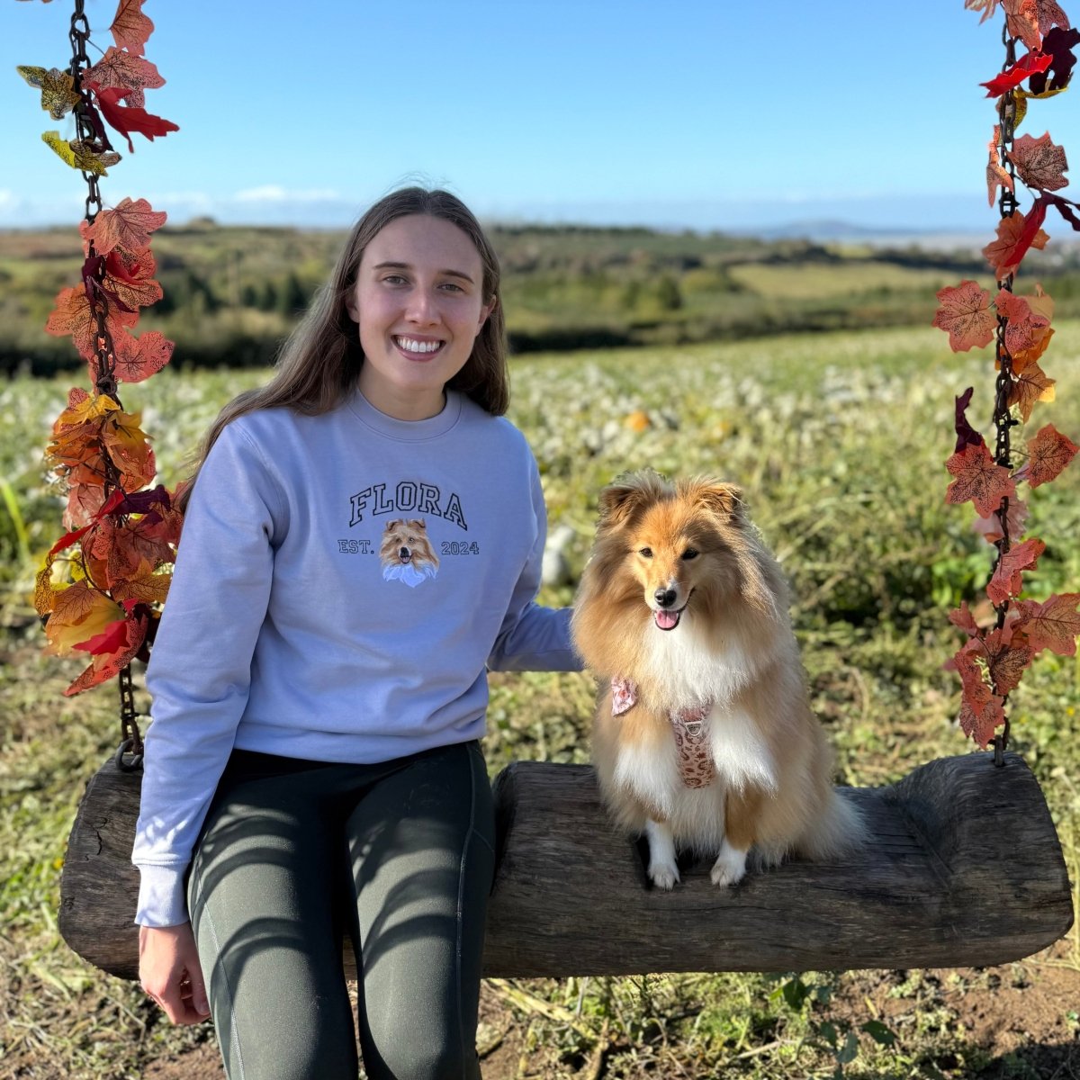 Embroidered Pet Portrait Organic College Sweatshirt - Lucy and Lola Shop