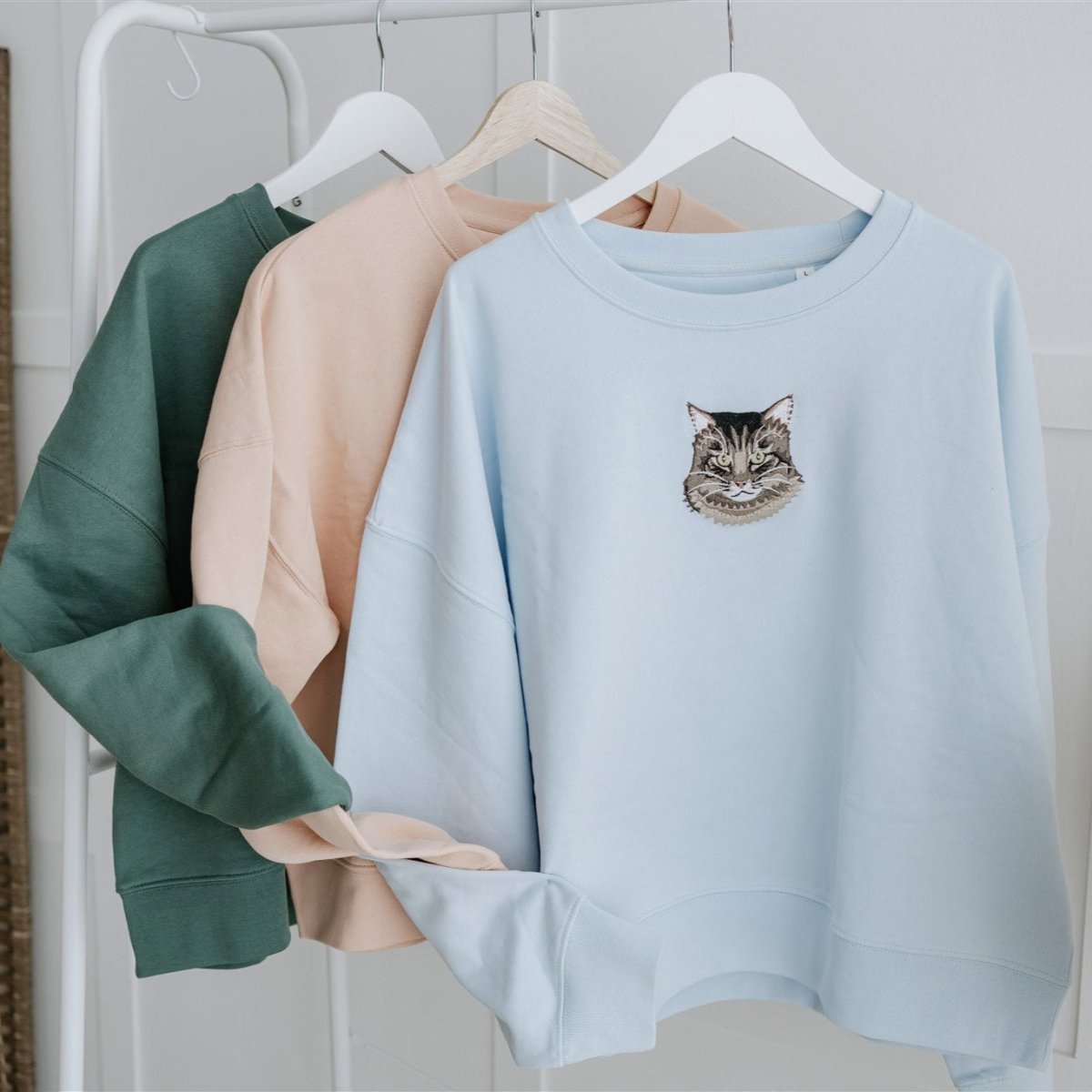 Embroidered Pet Portrait Organic Crop Sweatshirt - Lucy and Lola Shop