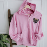 Embroidered Pet Portrait Organic Crop Zip up Hoodie Sweatshirt - Lucy and Lola Shop