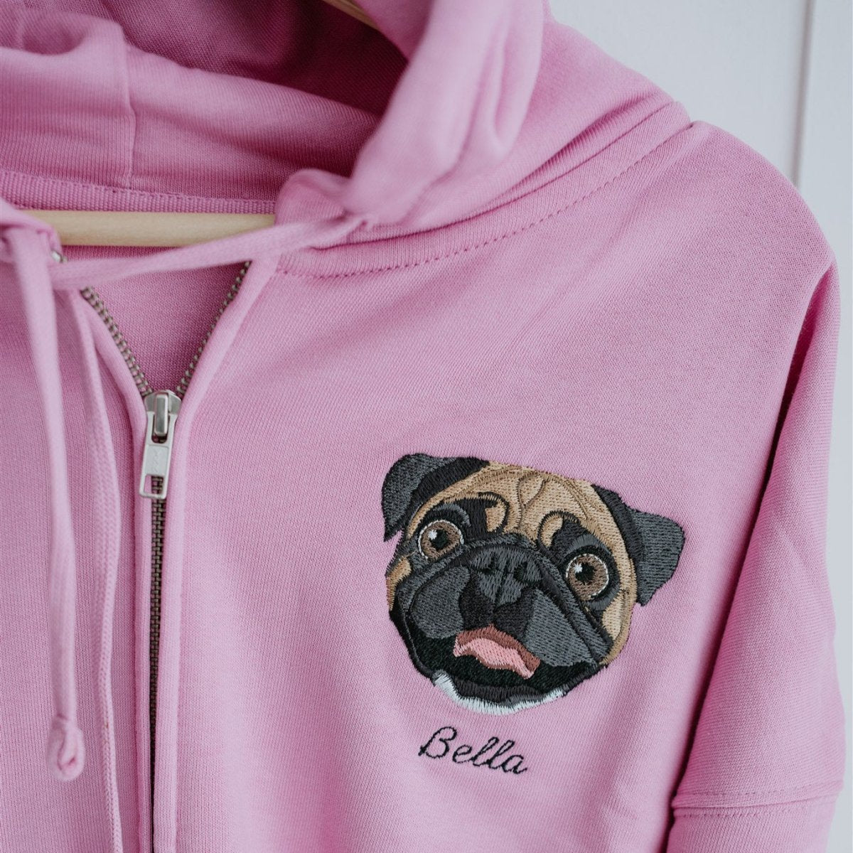 Embroidered Pet Portrait Organic Crop Zip up Hoodie Sweatshirt - Lucy and Lola Shop