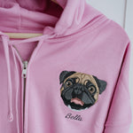 Embroidered Pet Portrait Organic Crop Zip up Hoodie Sweatshirt - Lucy and Lola Shop
