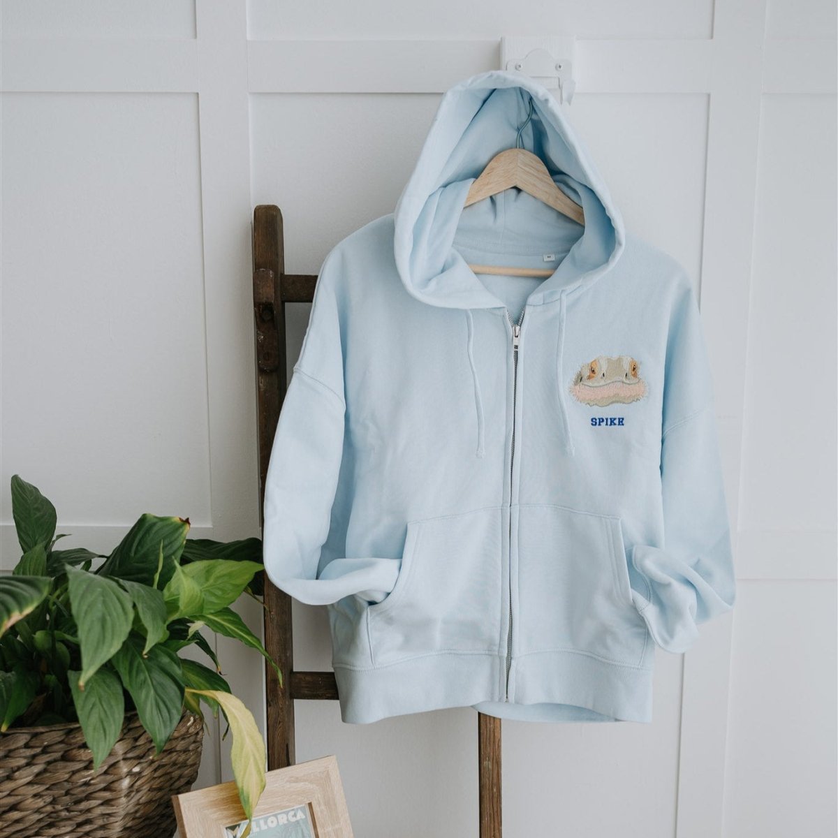 Embroidered Pet Portrait Organic Crop Zip up Hoodie Sweatshirt - Lucy and Lola Shop