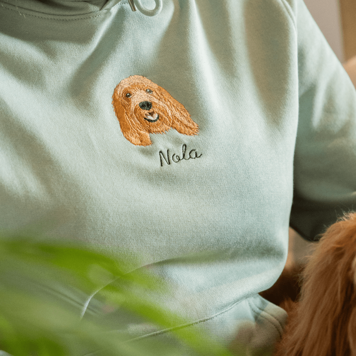 Embroidered Pet Portrait Organic Hoodie Sweatshirt - Lucy and Lola Shop