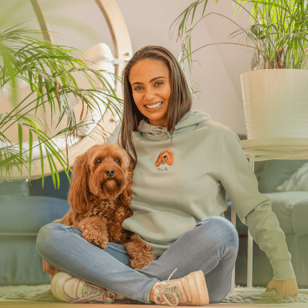 Embroidered Pet Portrait Organic Hoodie Sweatshirt - Lucy and Lola Shop