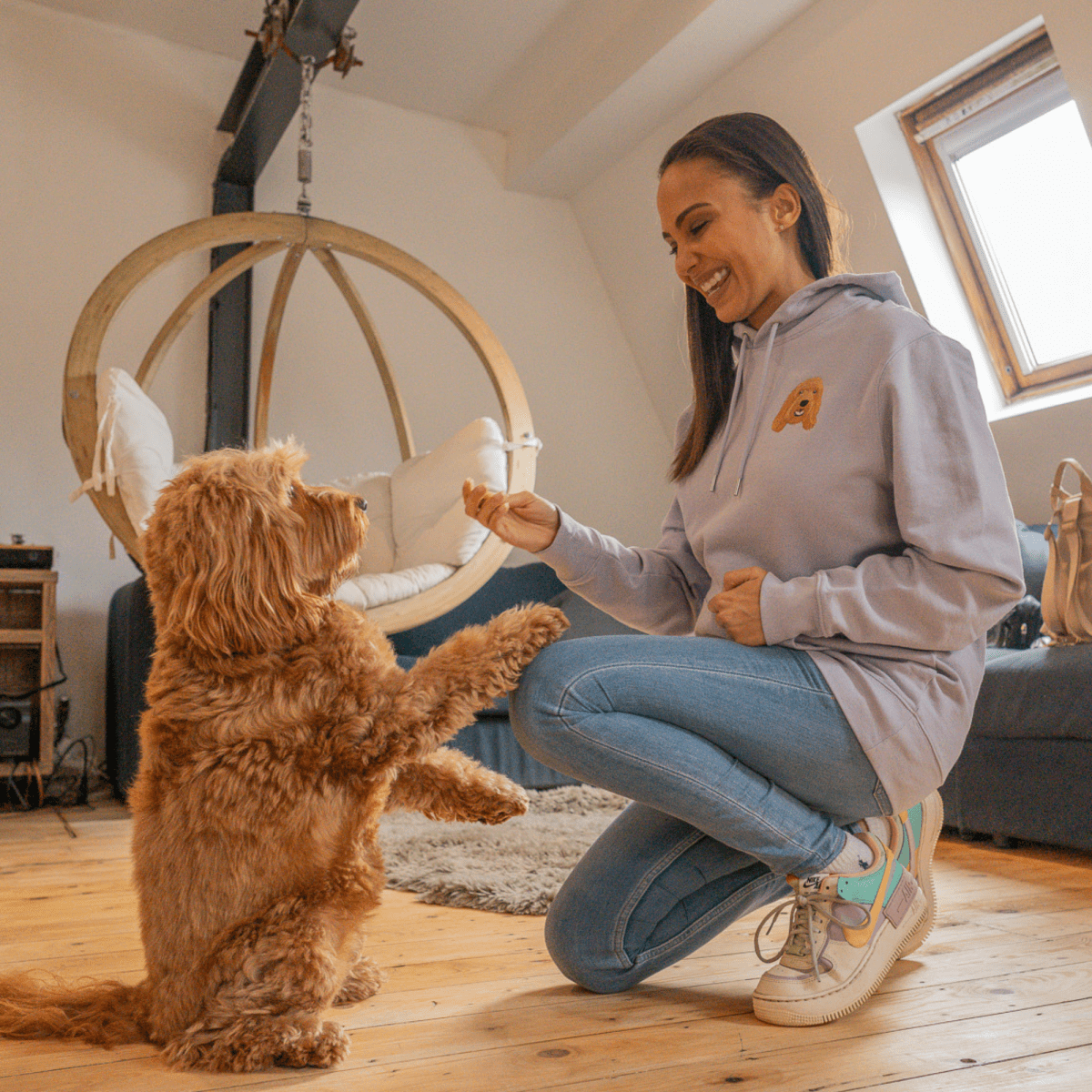 Embroidered Pet Portrait Organic Hoodie Sweatshirt - Lucy and Lola Shop