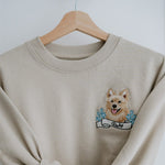 Embroidered Pet Portrait Organic Memorial Sweatshirt - Lucy and Lola Shop