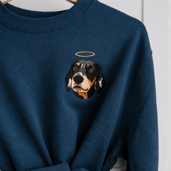 Embroidered Pet Portrait Organic Memorial Sweatshirt - Lucy and Lola Shop