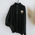 Embroidered Pet Portrait Organic Quarter Zip Sweatshirt - Lucy and Lola Shop