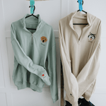 Embroidered Pet Portrait Organic Quarter Zip Sweatshirt - Lucy and Lola Shop