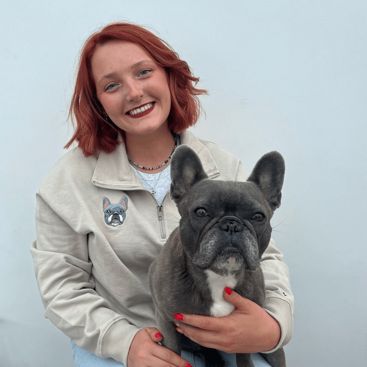 Embroidered Pet Portrait Organic Quarter Zip Sweatshirt - Lucy and Lola Shop
