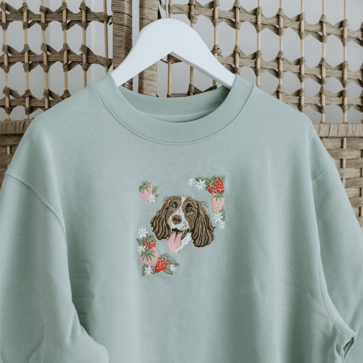 Embroidered Pet Portrait Organic Strawberry Sweatshirt - Lucy and Lola Shop