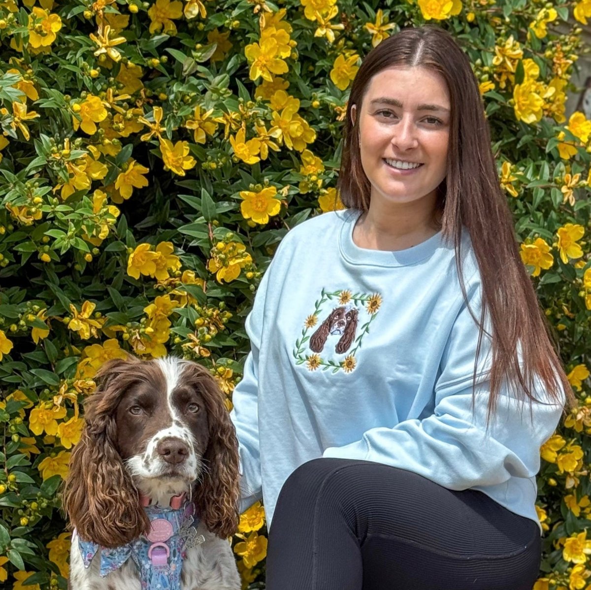 Embroidered Pet Portrait Organic Sunflower Sweatshirt - Lucy and Lola Shop
