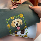 Embroidered Pet Portrait Organic Sunflower Sweatshirt - Lucy and Lola Shop