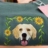 Embroidered Pet Portrait Organic Sunflower Sweatshirt - Lucy and Lola Shop