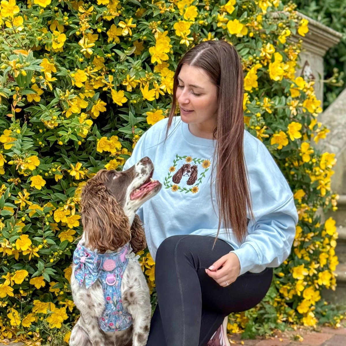 Embroidered Pet Portrait Organic Sunflower Sweatshirt - Lucy and Lola Shop