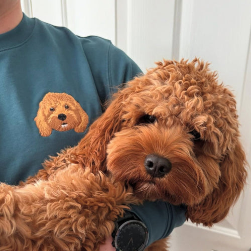 Embroidered Pet Portrait Organic Sweatshirt - Lucy and Lola Shopcustom pet embroidered sweatshirt
