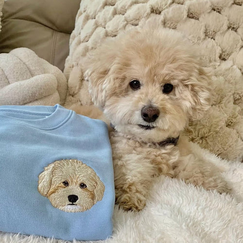 Embroidered Pet Portrait Organic Sweatshirt - Lucy and Lola Shopcustom pet embroidered sweatshirt
