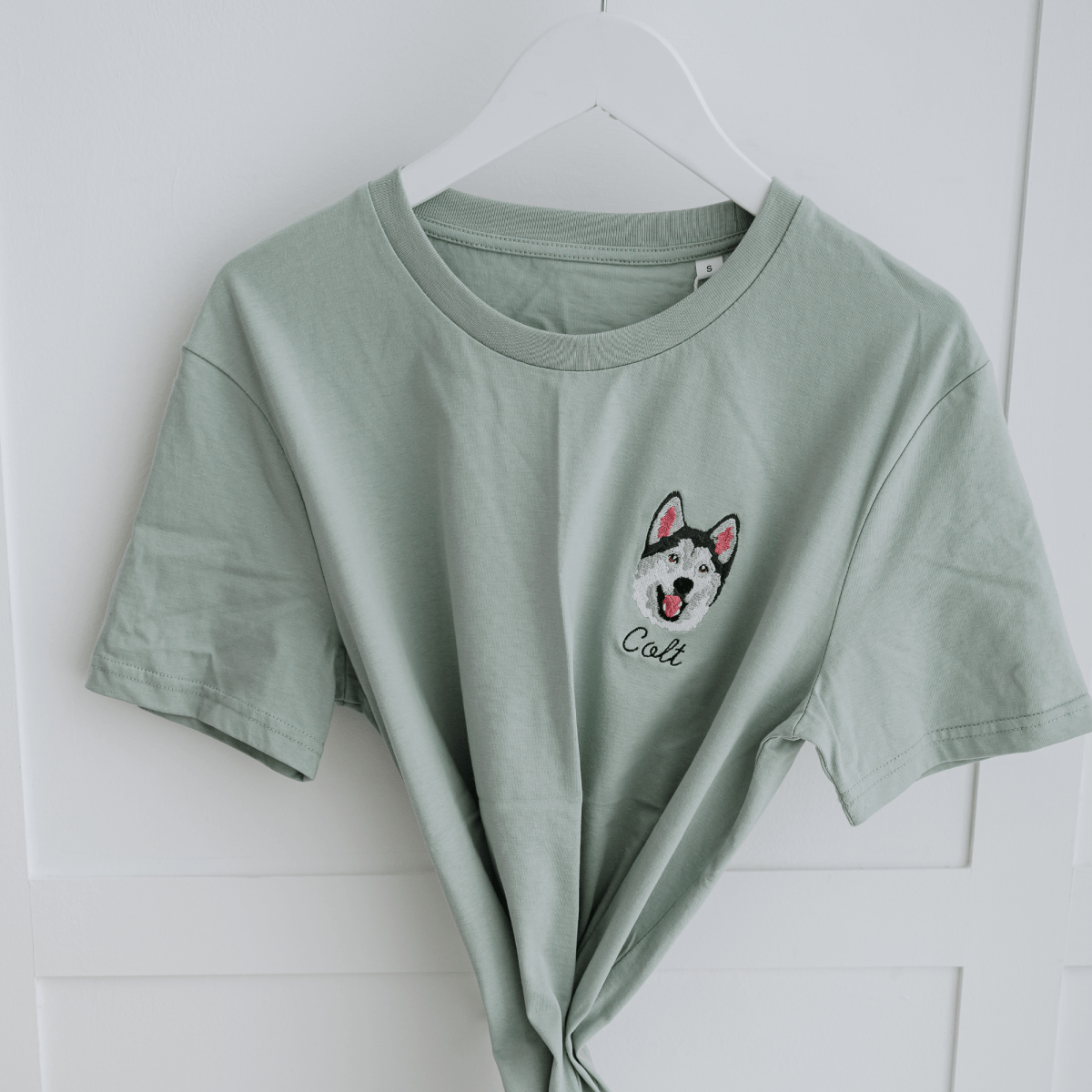 Embroidered Pet Portrait Organic T-Shirt - Lucy and Lola Shop