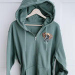 Embroidered Pet Portrait Organic Zip up Hooded Sweatshirt - Lucy and Lola Shop