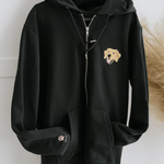 Embroidered Pet Portrait Organic Zip up Hooded Sweatshirt - Lucy and Lola Shop
