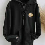 Embroidered Pet Portrait Organic Zip up Hooded Sweatshirt - Lucy and Lola Shop
