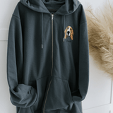 Embroidered Pet Portrait Organic Zip up Hooded Sweatshirt - Lucy and Lola Shop