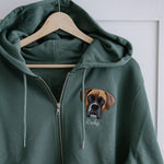 Embroidered Pet Portrait Organic Zip up Hooded Sweatshirt - Lucy and Lola Shop